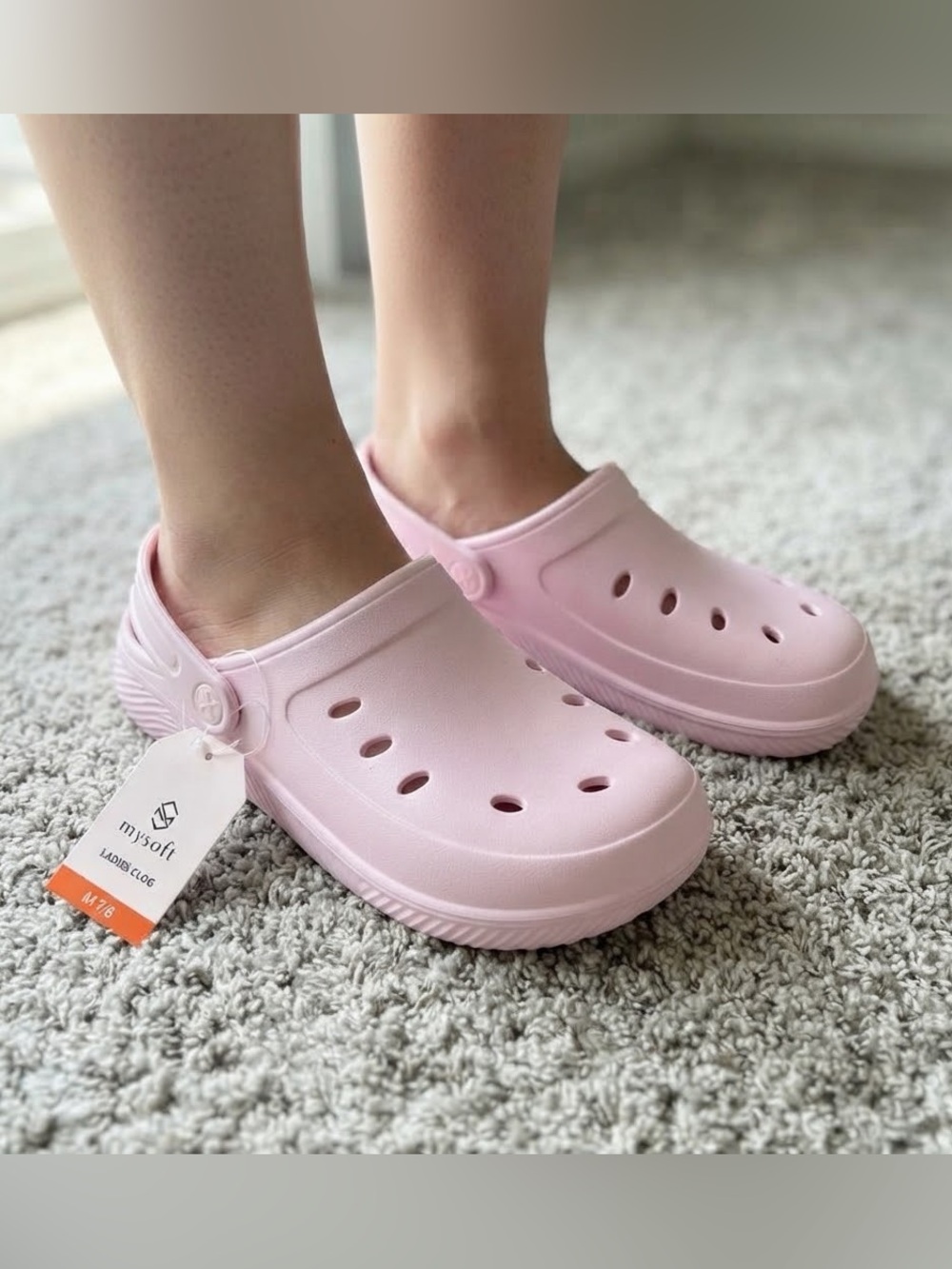 NWT Mysoft Pink Ladies Clogs Garden Shoes Sandals Size M 7/8 Slip On Lightweight